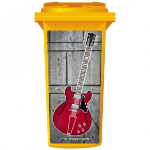 Cherry Red Electric Guitar Style Wheelie Bin Sticker Panel